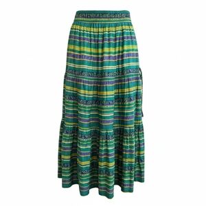 LizSport Vintage 90s Graphic Striped Peasant Skirt Broomstick Cotton size Medium